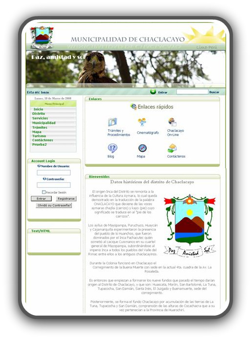 Portal Municipalidad de Chaclacayo, Perú